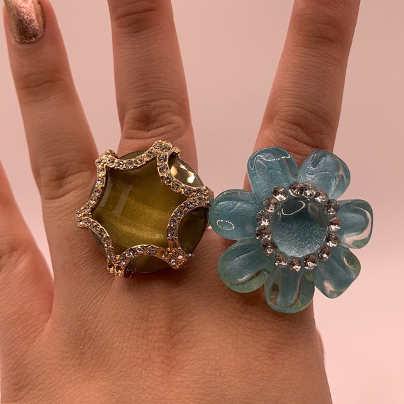 Assorted Ring Lot & Red Flower Earrings - Picture 2 of 12